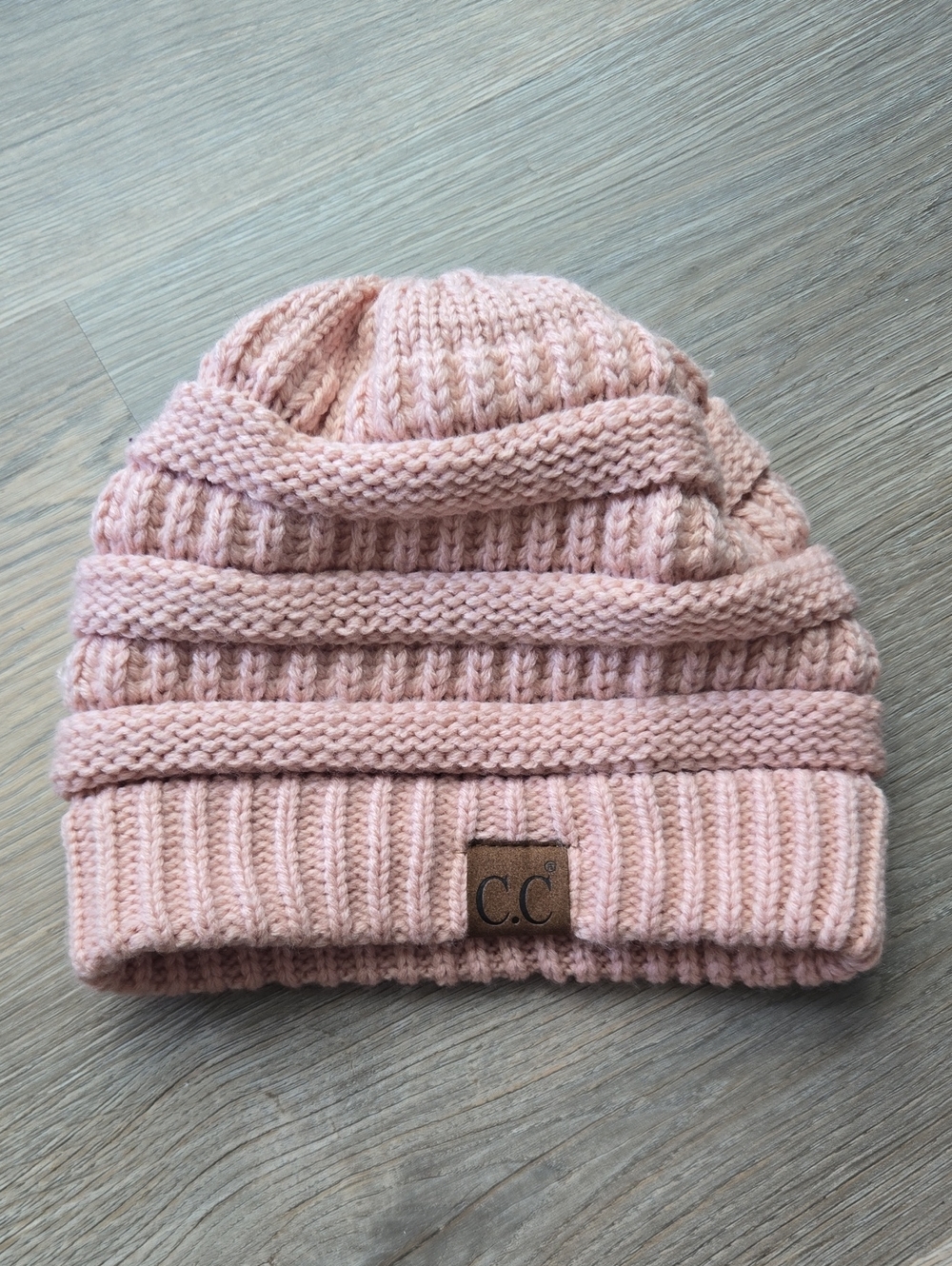 C.C Kids Blush Pink Ribbed Knit Cuff Beanie